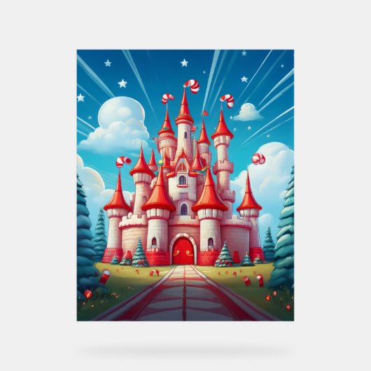 Fantasy Image Of A Candy Cane Castle アクリルサイン (正面)