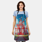 Fantasy Image Of A Candy Cane Castle エプロン (着用した状態)
