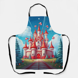 Fantasy Image Of A Candy Cane Castle エプロン