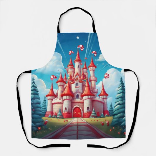 Fantasy Image Of A Candy Cane Castle エプロン (正面)
