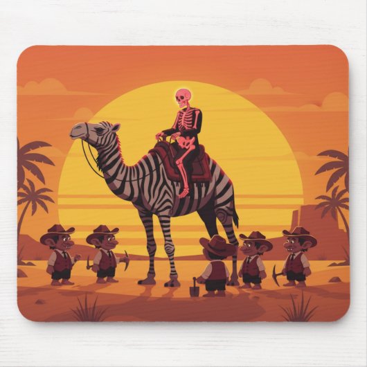 Fantasy Image of Skeleton Riding Striped Camel マウスパッド (正面)