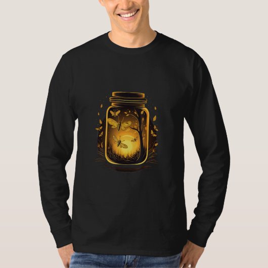 Fantasy Jar with glowing Insects for dreaming summ Tシャツ (正面)
