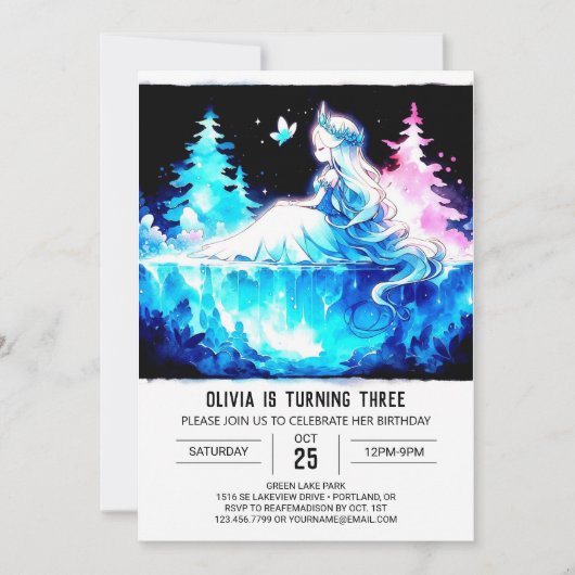 Fantasy Kids Princess Birthday 招待状 (正面)