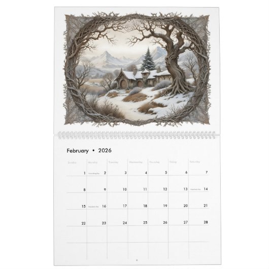 Fantasy Landscape 2025 Calendar カレンダー (2月 2026)