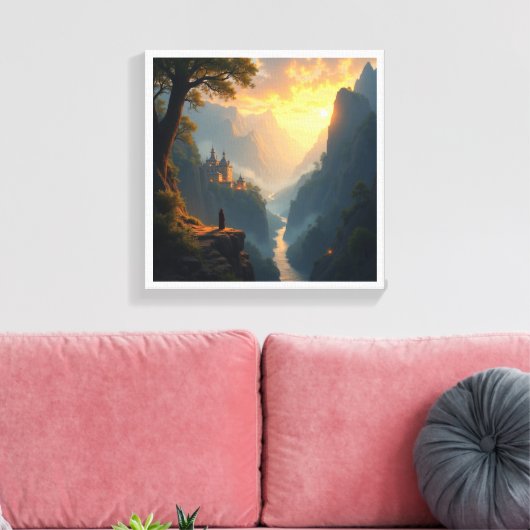 Fantasy Landscape Digital Wall Paintings キャンバスプリント (インサイチュ (リビング))