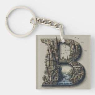 Fantasy Letter B with Castles in the Sky Storybook キーホルダー