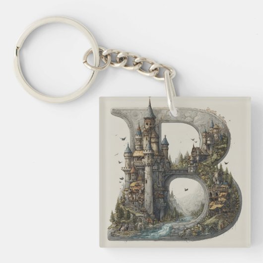 Fantasy Letter B with Castles in the Sky Storybook キーホルダー (正面)