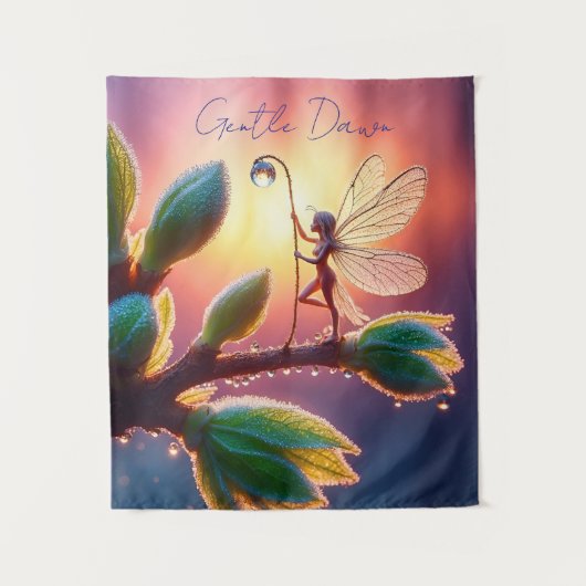 Fantasy macro photography of tiny forest sprite タペストリー (正面)