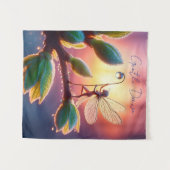 Fantasy macro photography of tiny forest sprite タペストリー (正面(横))