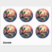 Fantasy macro photography of tiny forest sprite ラウンドシール (シート)