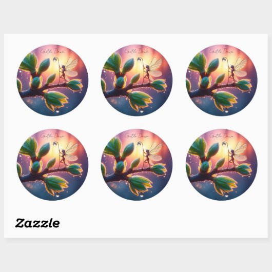 Fantasy macro photography of tiny forest sprite ラウンドシール (シート)