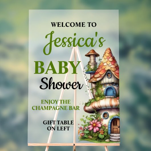 Fantasy Magical Fairy House Baby Shower アクリルサイン (ニュートラル)
