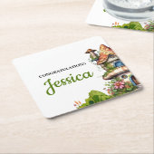 Fantasy Magical Fairy House Baby Shower スクエアペーパーコースター (アングル)