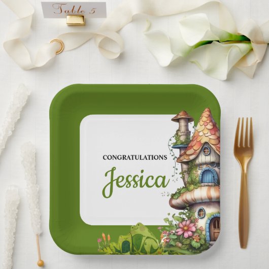 Fantasy Magical Fairy House Baby Shower ペーパープレート (ウェディング)