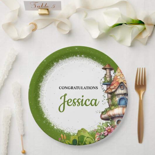 Fantasy Magical Fairy House Baby Shower Paper Plat ペーパープレート (ウェディング)