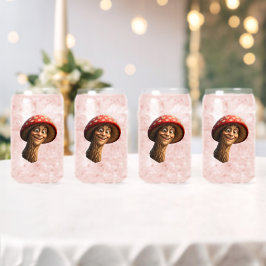 Fantasy mischief double sided smiling magic mushro ガラス缶