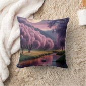 Fantasy Moonlit River Dreamscape Illustration クッション (ブランケット)