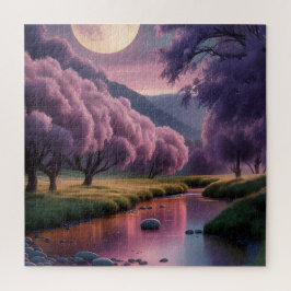 Fantasy Moonlit River Dreamscape Illustration ジグソーパズル
