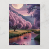 Fantasy Moonlit River Dreamscape Illustration ポストカード (正面)