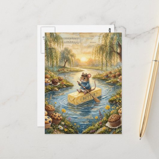 Fantasy Mouse Floating Downriver on Butter ポストカード (正面/裏面インサイチュ)