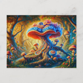 Fantasy Mushroom Garden Psychedelic Colors  ポストカード