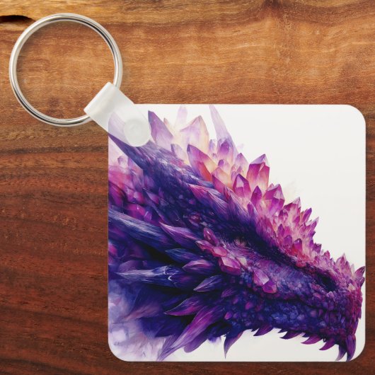 Fantasy Mystical Amethyst Crystal Dragon Beast キーホルダー (正面)