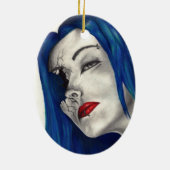 Fantasy Original Art美しく壊されたゴシックの女性 セラミックオーナメント (裏面)