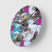 Fantasy Other worlds in the Clouds ラウンド壁時計 (傾斜)