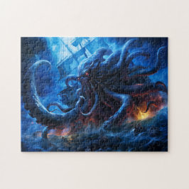 Fantasy Painting Kraken Attacking Ship at Sea ジグソーパズル