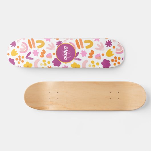 Fantasy pattern Personalized Monogram Skateboard スケートボード (横)