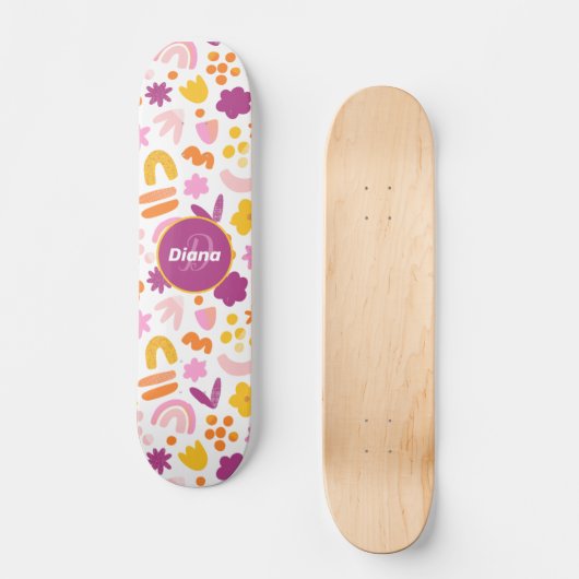 Fantasy pattern Personalized Monogram Skateboard スケートボード (正面)