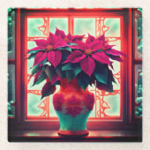Fantasy Poinsettias  ガラスコースター (正面)