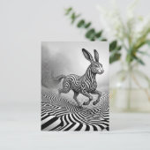 Fantasy Rabbit Horse Critter Black an White Op art ポストカード (スタンド正面)