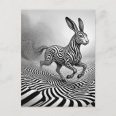 Fantasy Rabbit Horse Critter Black an White Op art ポストカード (正面)