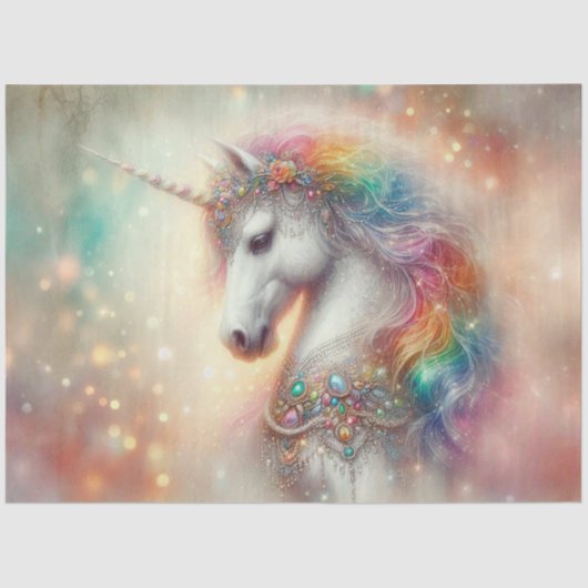 Fantasy Rainbow Decorative Unicorn Decoupage 薄葉紙 (正面)