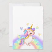 Fantasy Rainbow Stars Unicorn Girl Birthday  招待状 (裏面)