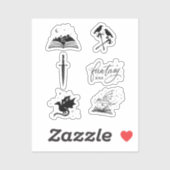 Fantasy reader collection with dagger dragon book シール (シート)