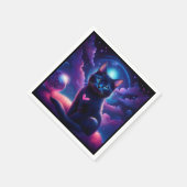 Fantasy Scene Black Kitten Beautiful Blue Eyes スタンダードカクテルナプキン (角)