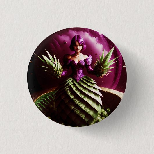 Fantasy Scene With Pineapple Girl 缶バッジ (正面)