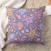 Fantasy Sea Pattern Pillow, Purple Coastal Decor クッション (ブランケット)