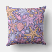 Fantasy Sea Pattern Pillow, Purple Coastal Decor クッション (裏面)