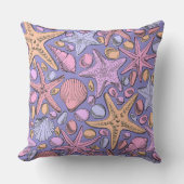 Fantasy Sea Pattern Pillow, Purple Coastal Decor クッション (正面)