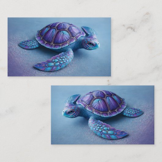 Fantasy Sea Turtle in Blue & Purple, Peaceful  名刺 (正面/裏面)