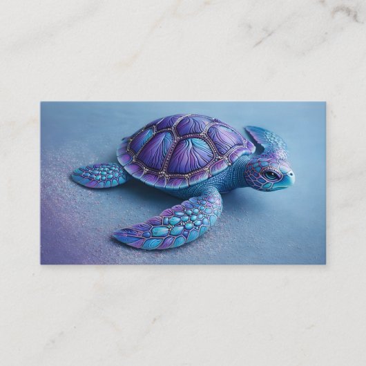 Fantasy Sea Turtle in Blue & Purple, Peaceful  名刺 (正面)