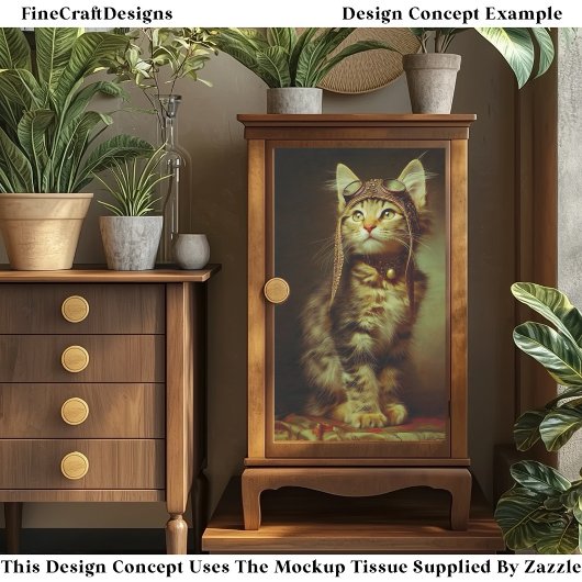 Fantasy Steampunk Aviator Kitten FB6L Decoupage 薄葉紙