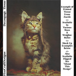 Fantasy Steampunk Aviator Kitten FB6R Decoupage 薄葉紙