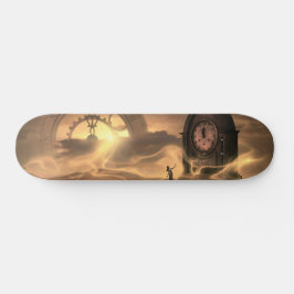 Fantasy Steampunk Clocks and Woman Skateboard Deck スケートボード