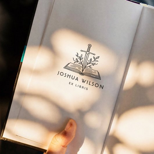 Fantasy Sword Personalized Ex Libris Book セルフインキングスタンプ