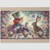 Fantasy Tea Party Wonderland Hatter Hare Decoupage 薄葉紙 (正面)