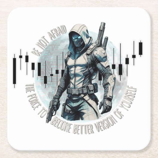 Fantasy trade design | Cyberpunk | Self growth スクエアペーパーコースター (正面)